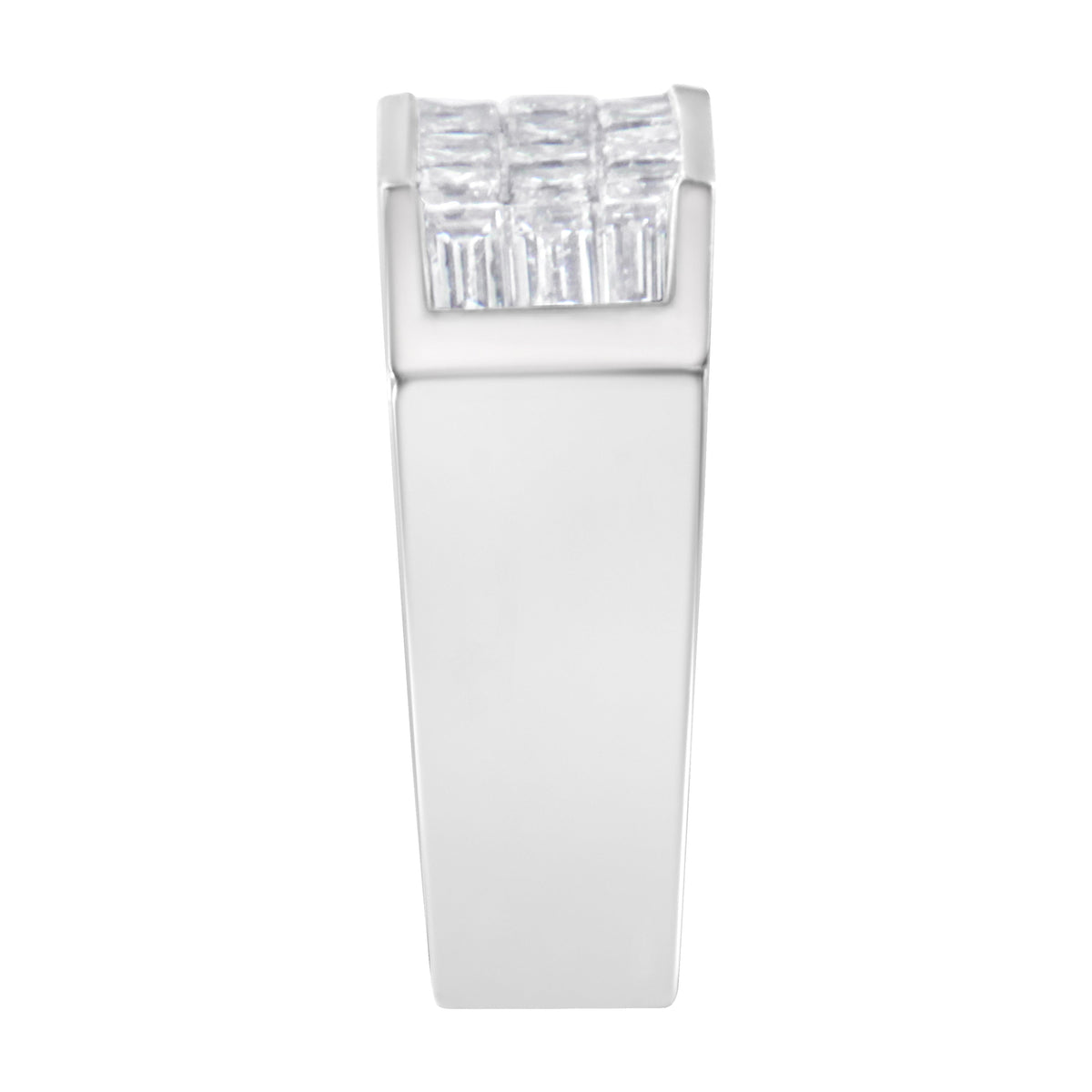 Anillo de diamantes de oro blanco de 14 quilates (1 3/4 quilates en total, color G-H, claridad VS2-SI1)