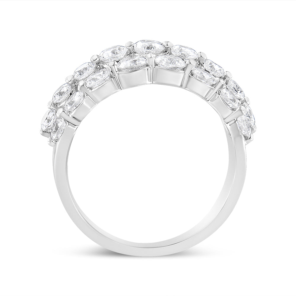 Anillo de oro blanco de 10K con 2 1/2 quilates de diamante natural redondo de 3 hileras (color I-J, claridad I1-I2) - Talla 7