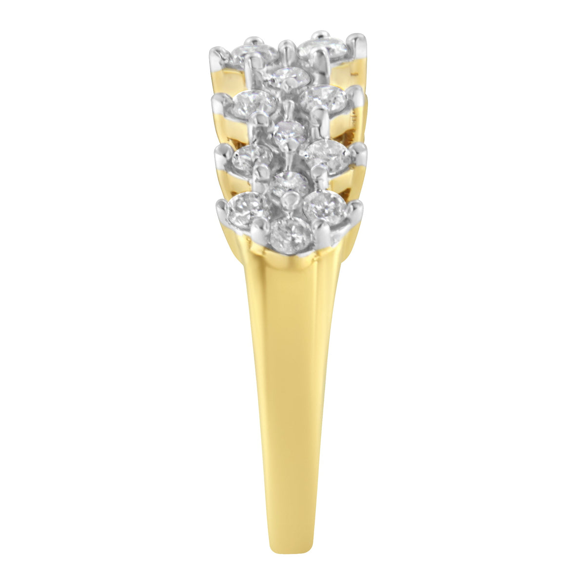 Anillo de oro amarillo de 10 quilates con diamantes redondos (1 cttw, color J-K, claridad I1-I2)