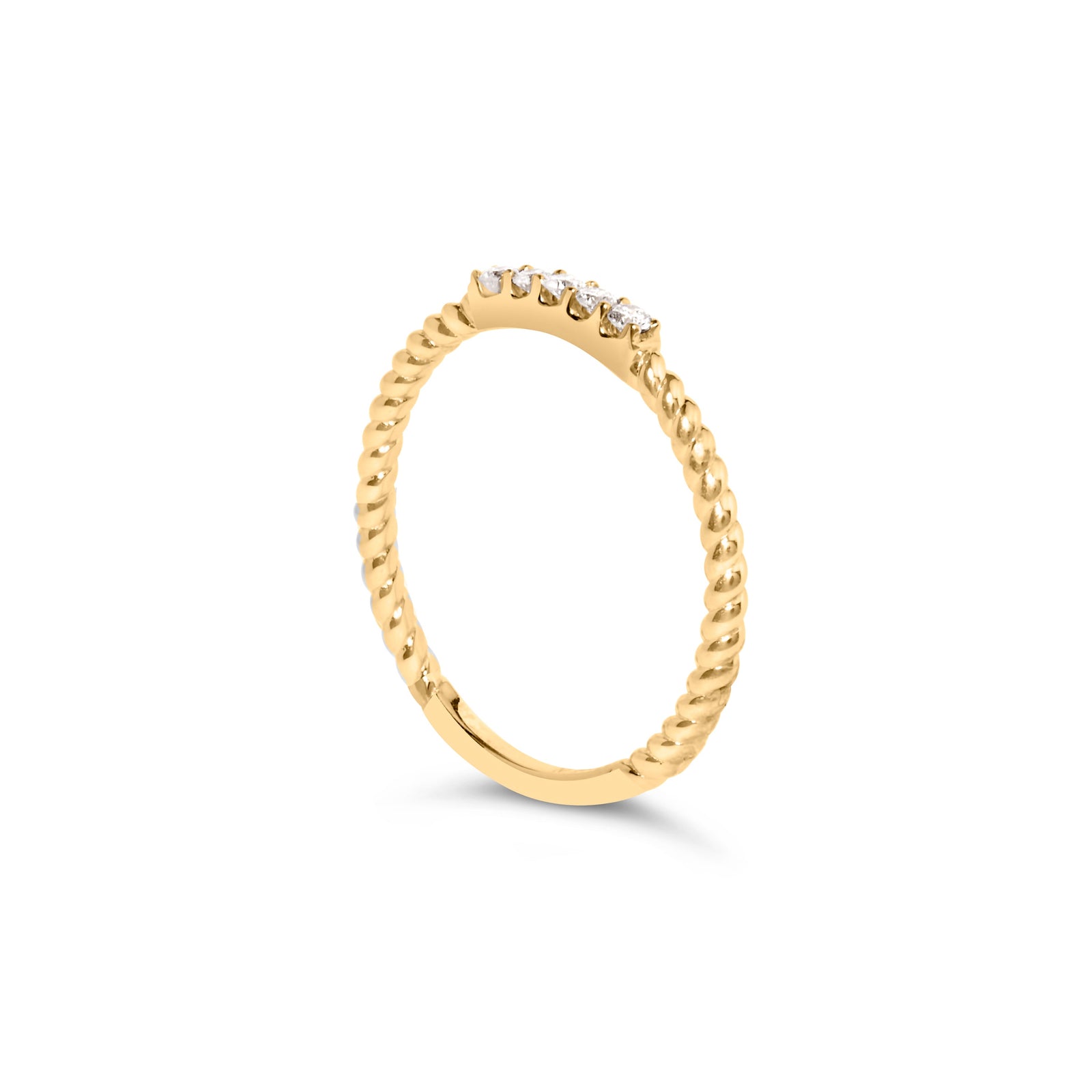 10K Yellow Gold 1/10 Cttw Diamond 5 Stone Braided Shank Band Ring (I-J Color, I2-I3 Clarity)- Ring Size 6