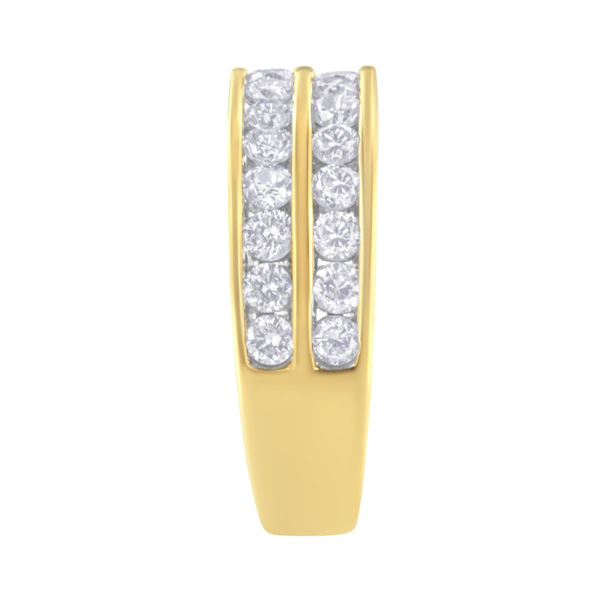 Кольцо из желтого золота 10К с бриллиантами в два ряда (общий вес 1 карат, цвет J-K, чистота I1-I2) — размер 6