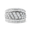 .925 Sterling Silver 2.00 Cttw Diamond Fashion Multi Row Cocktail Ring (H-I Color, I2-I3 Clarity) - Ring Size 7