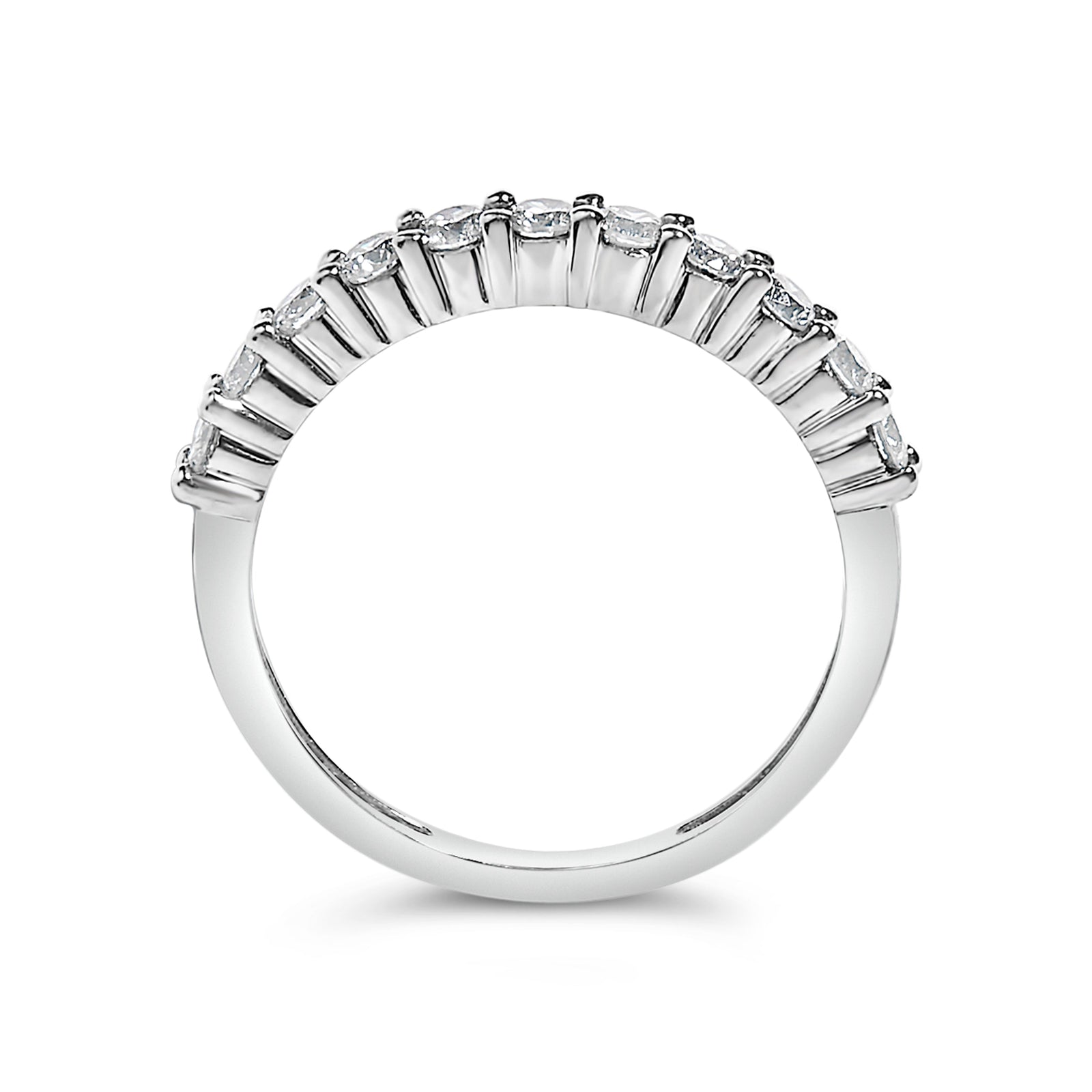 .925 Sterling Silver 1/2 cttw Shared Prong-Set Brilliant Round-Cut Diamond 11 Stone Band Ring (I-J Color, SI2-I1 Clarity) - Size 7