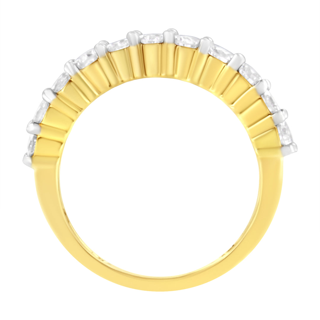 IGI Certified 1.0 Cttw Diamond 10K Yellow Gold Prong Set Fluted Band Style Wedding Ring (J-K Color, I1-I2 Clarity) - Size 7