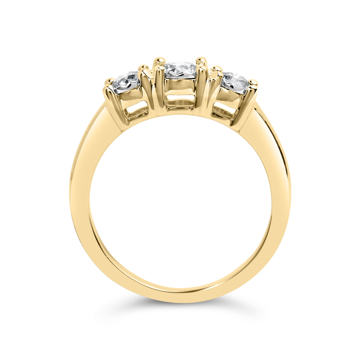 Anillo de Oro Amarillo de 10K con 1/2 Cttw de Diamantes Redondos Engaste Ilusión Tres Piedras en Montura Milagrosa (Color I-J, Claridad I2-I3) - Talla 7