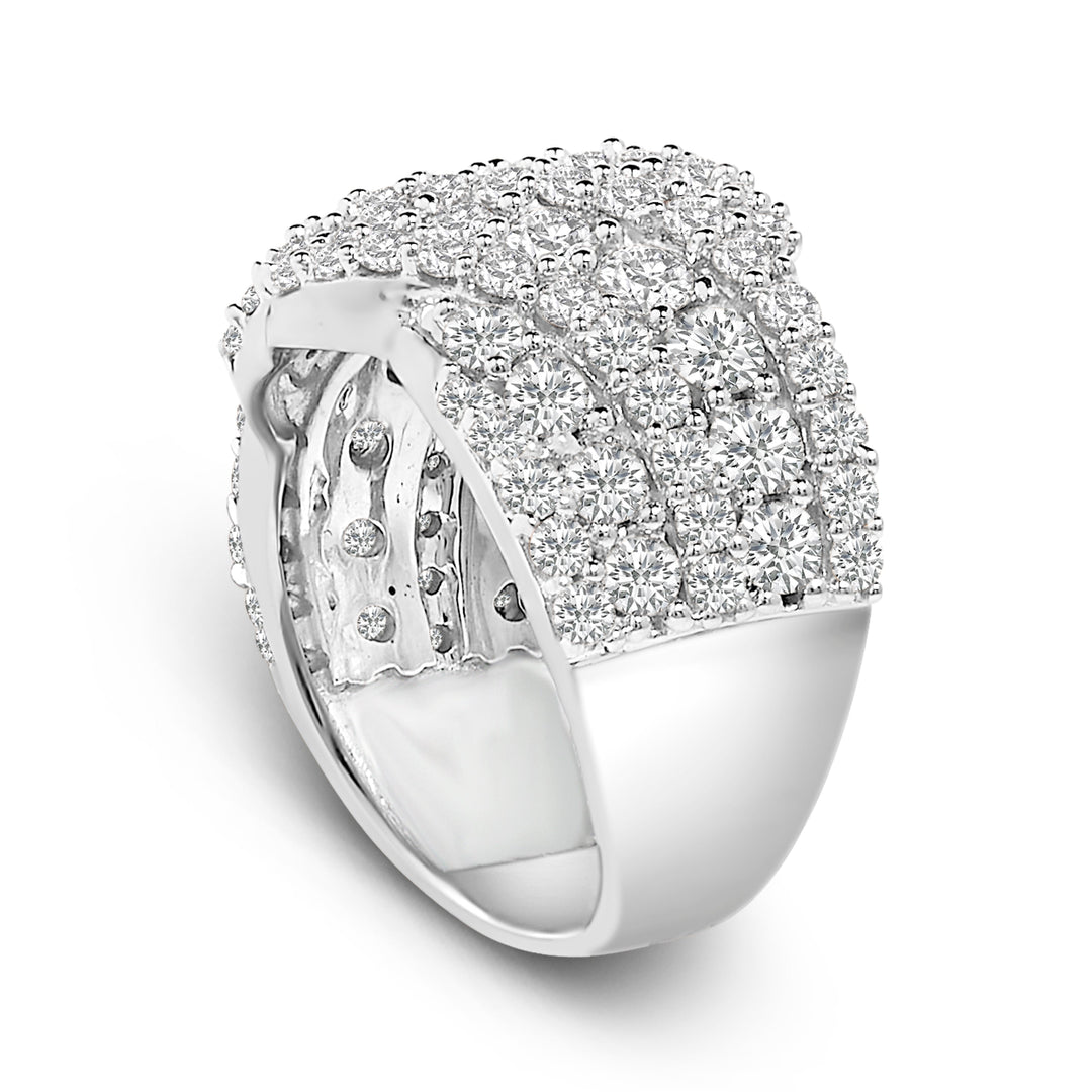 10K White Gold 3.00 Cttw Diamond Multi Row Cluster Band Ring (I-J Color, I3 Clarity) - Size 7