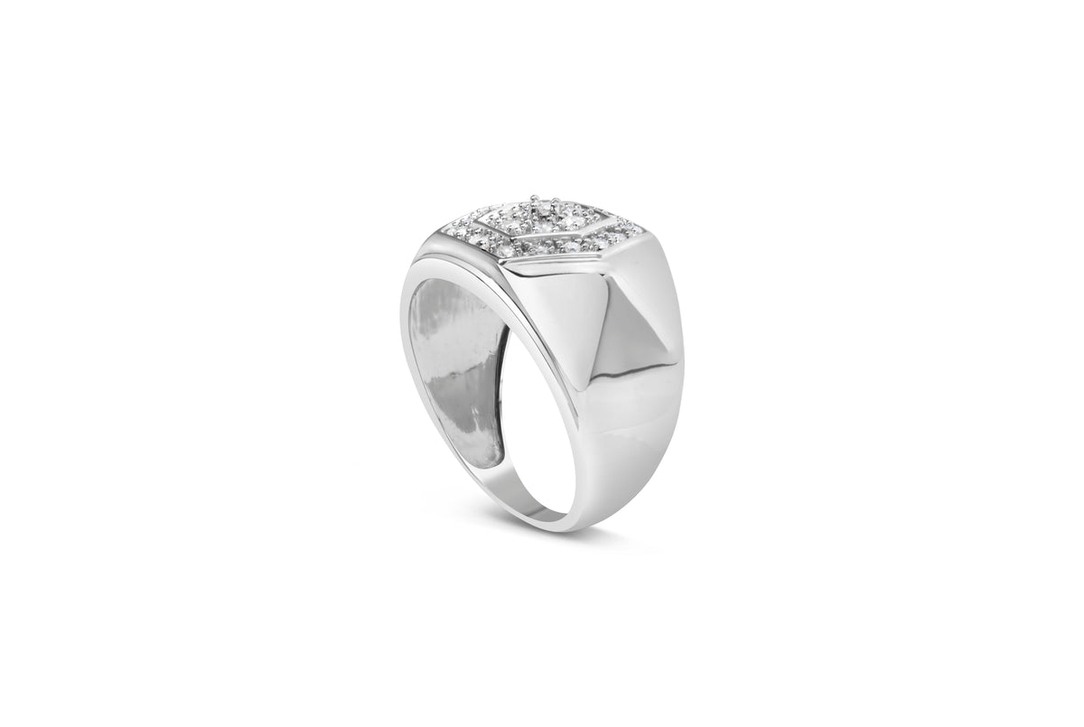 Anillo de plata de ley .925 para hombre con diamantes múltiples de 1/2 quilate en engaste hexagonal (color I-J, claridad I3) - Talla 10