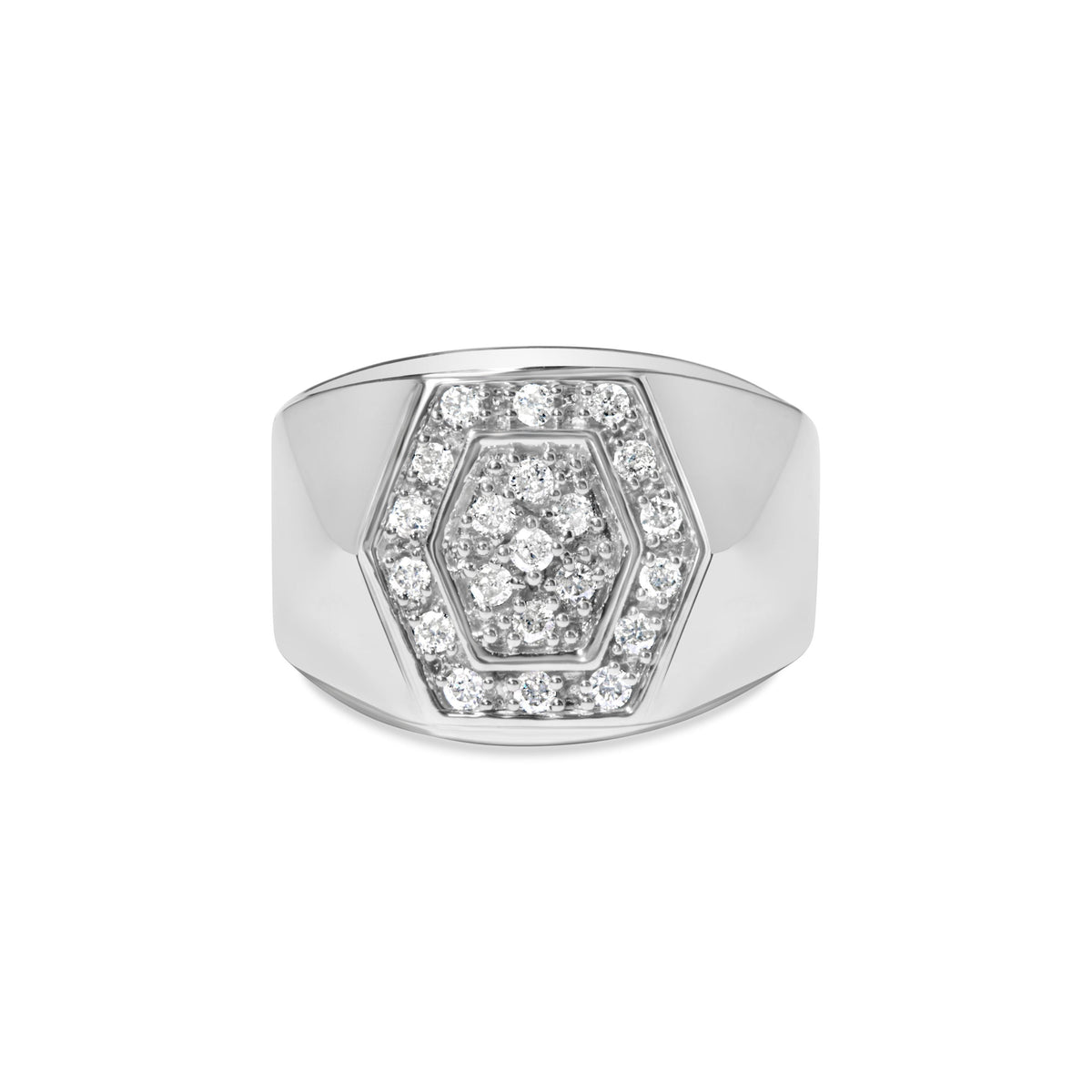 Anillo de plata de ley .925 para hombre con diamantes múltiples de 1/2 quilate en engaste hexagonal (color I-J, claridad I3) - Talla 10