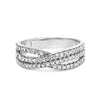 10K White Gold 3/4 Cttw Princess Natural Diamond Split Shank and Weave Band Ring (H-I Color, SI1-SI2 Clarity) - Ring Size 7