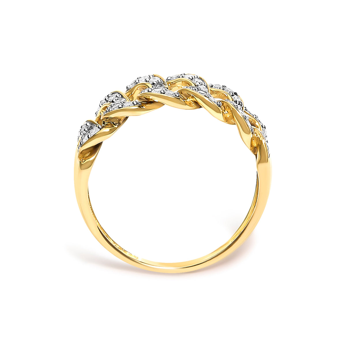 14K Yellow Gold Plated Sterling Silver 1/3 Cttw Diamond Curb Link Band Ring - image 5 of 5
