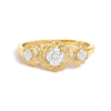 14K Yellow Gold Plated Sterling Silver 1/2 Cttw Lab Grown Diamond Floral 3-Stone Ring