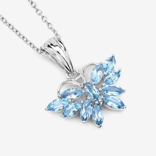 Colgante de Topacio Azul Suizo Genuino de 1.76 Quilates y Plata Esterlina .925