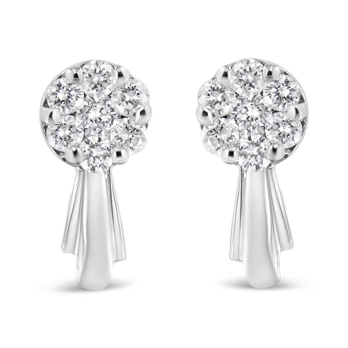 Pendientes con racimo floral de diamantes colgantes de oro blanco de 14K de 3/4 quilates (color H-I, claridad I1-I2)