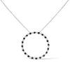 .925 Sterling Silver 2.0 Cttw Alternating Black and White Diamond Open Hoop Circle Pendant Necklace (H-I Color, I2-I3 Clarity) - 18
