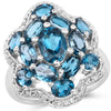 Anillo de plata de ley .925 con topacio azul de Londres genuino de 3.72 quilates