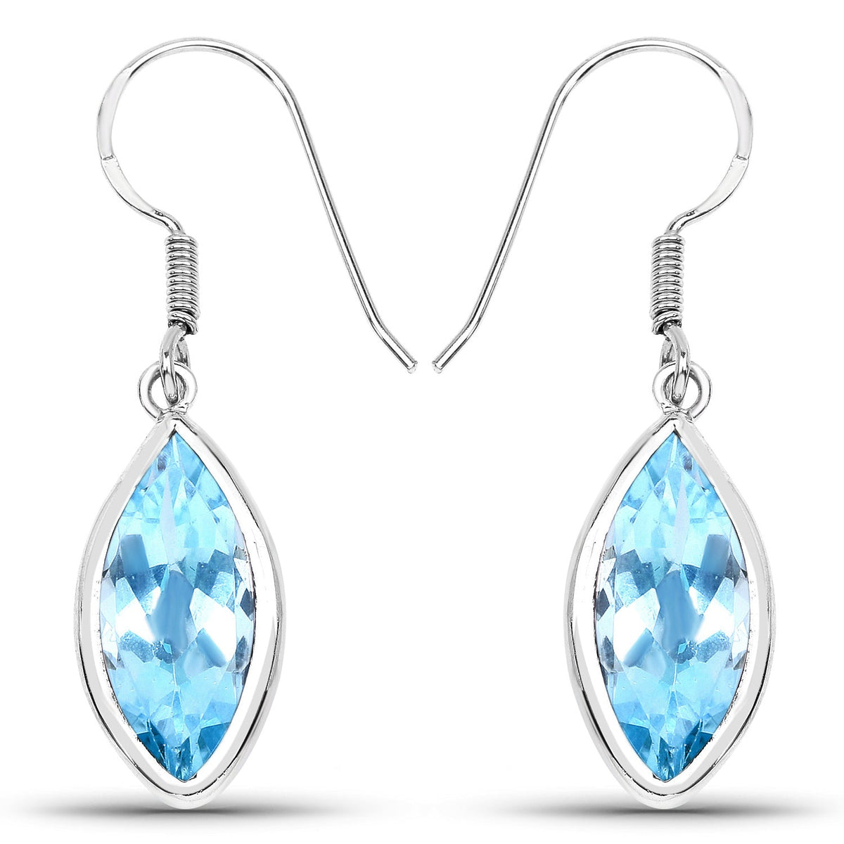 Pendientes de Plata de Ley .925 con Topacio Azul Genuino de 9.76 Quilates
