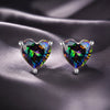 925 Sterling Silver Earrings 7mm Width with Transparent Glass for Women