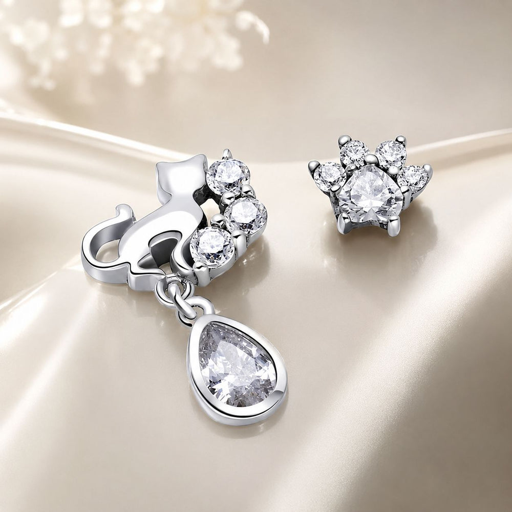 S925 Sterling Silver Earrings with Oxidized Finish and Pavé Setting CZ