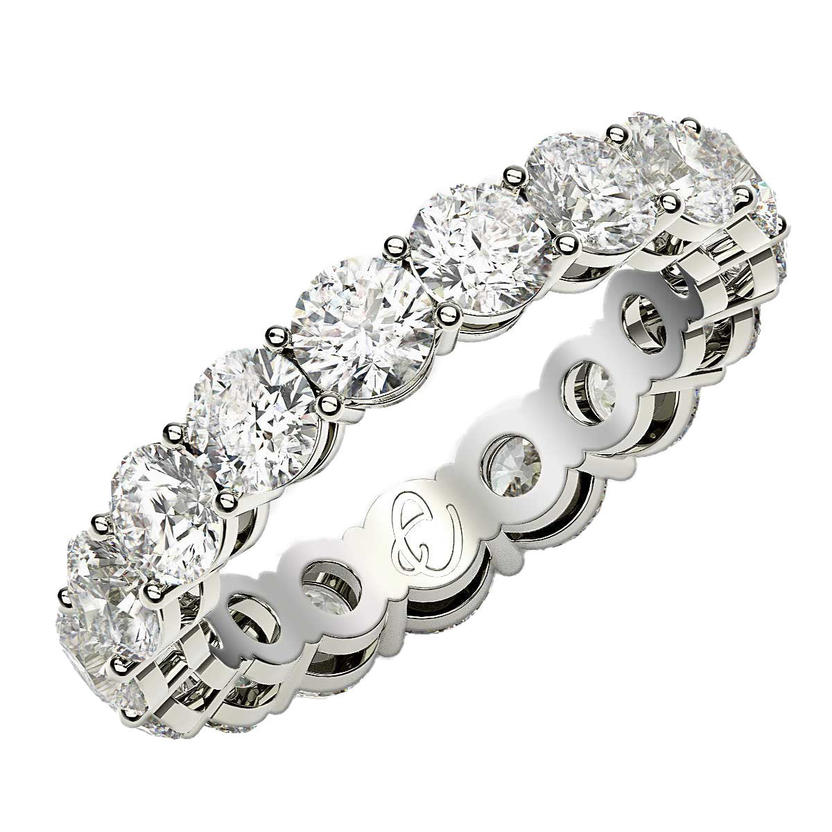 Anillo de Eternidad con Diamantes Redondos Cultivados en Laboratorio de Oro Blanco de 14k (3 quilates, FG/VS2)