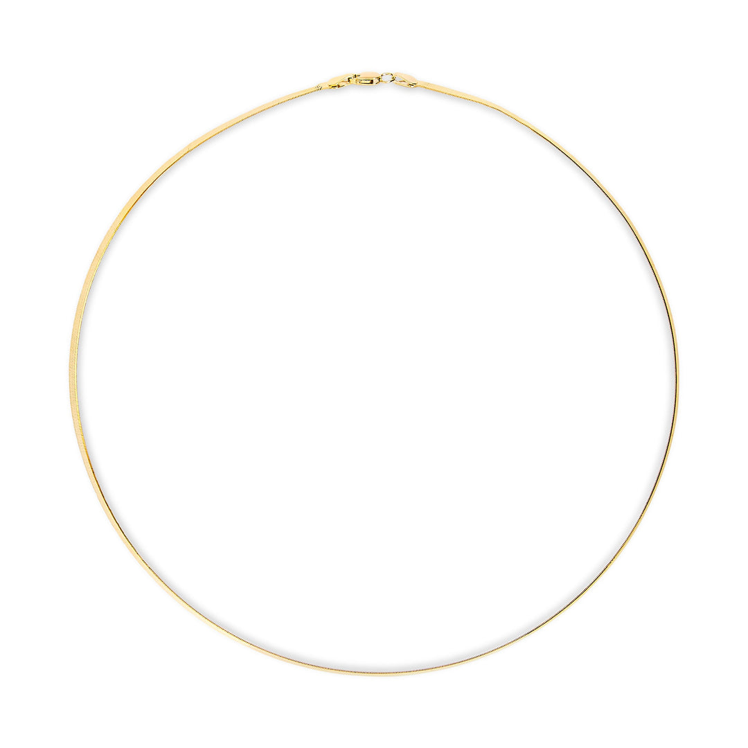 Unisex Solid 14K Yellow Gold 2.8mm Imperial Herringbone Chain Necklace - 18" Inches