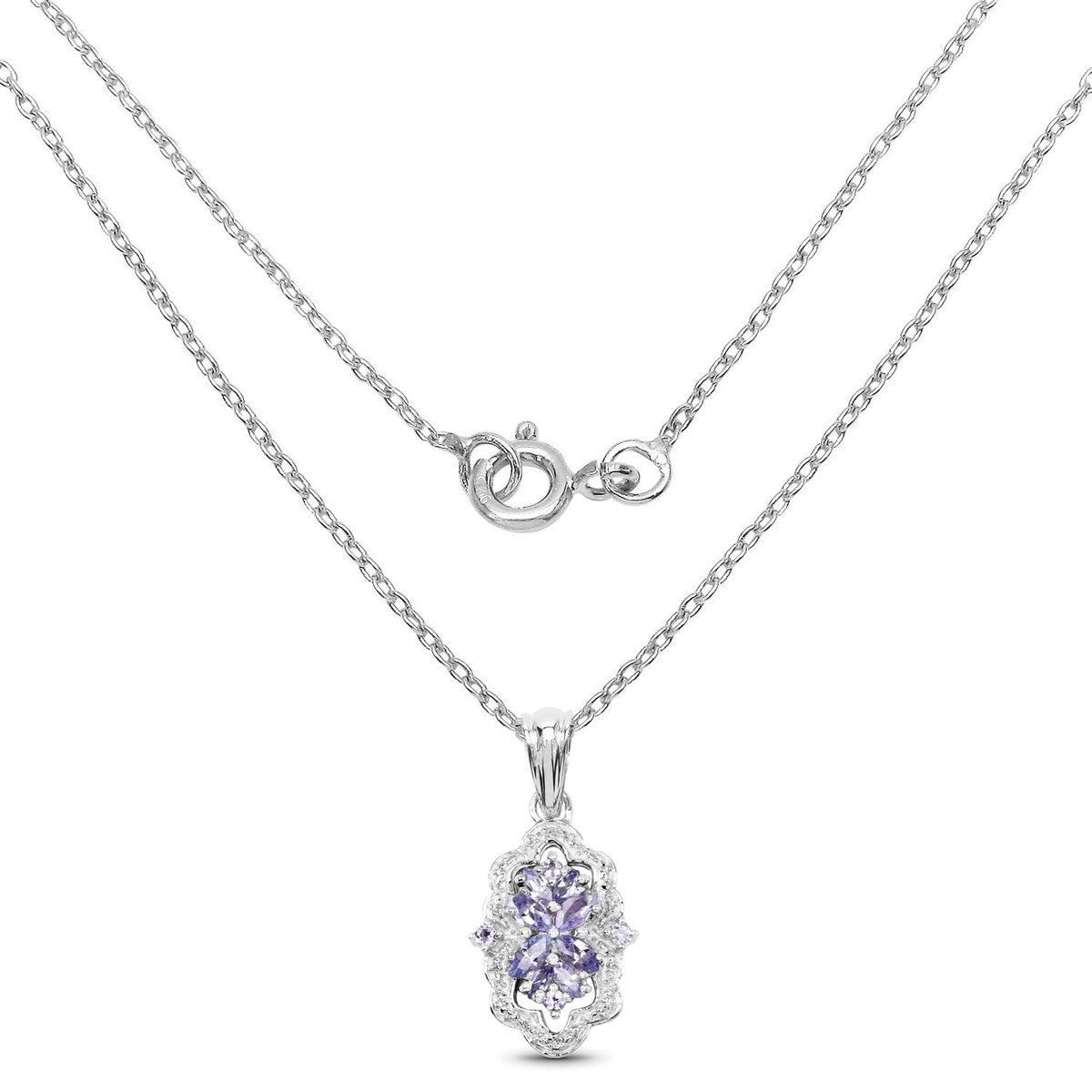 1.03 Carat Genuine Tanzanite & White Topaz .925 Sterling Silver Pendant - imagen 2 de 6