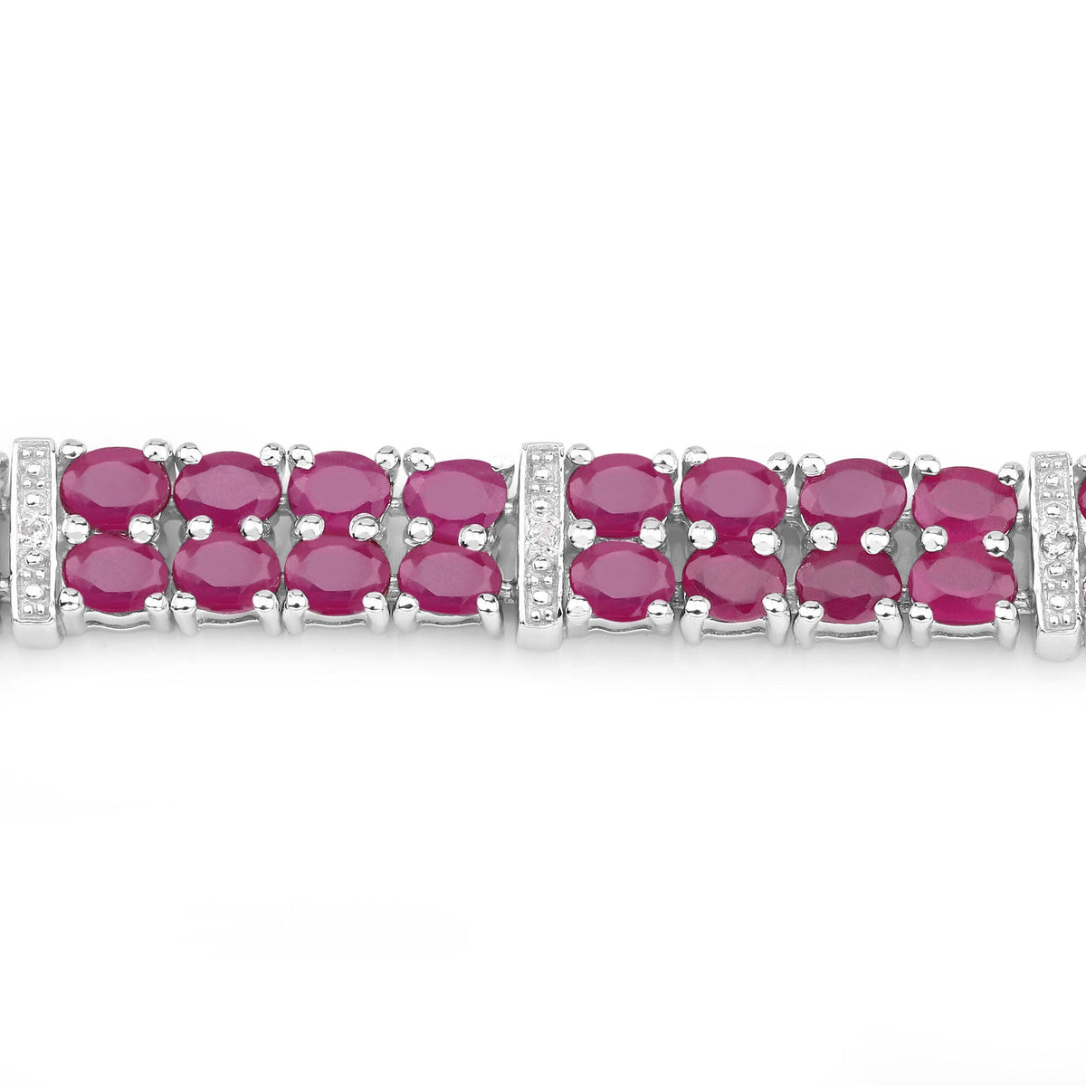 Pulsera de plata de ley .925 con rubí con relleno de cristal de 17.65 quilates y topacio blanco