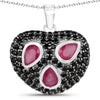 3.28 Carat Genuine Ruby and Black Spinel .925 Sterling Silver Pendant
