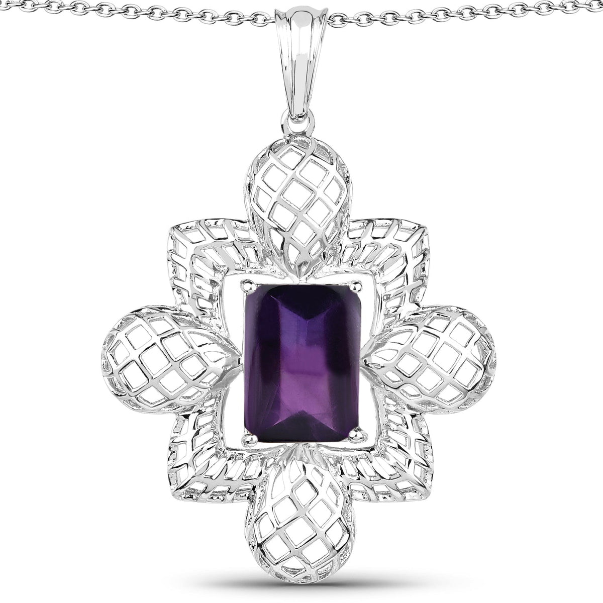 Colgante de plata de ley .925 con amatista auténtica de 7,80 quilates