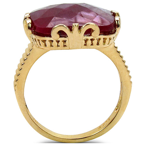 Anillo de plata de ley con rubí teñido auténtico de 19,20 quilates chapado en oro amarillo de 14 quilates