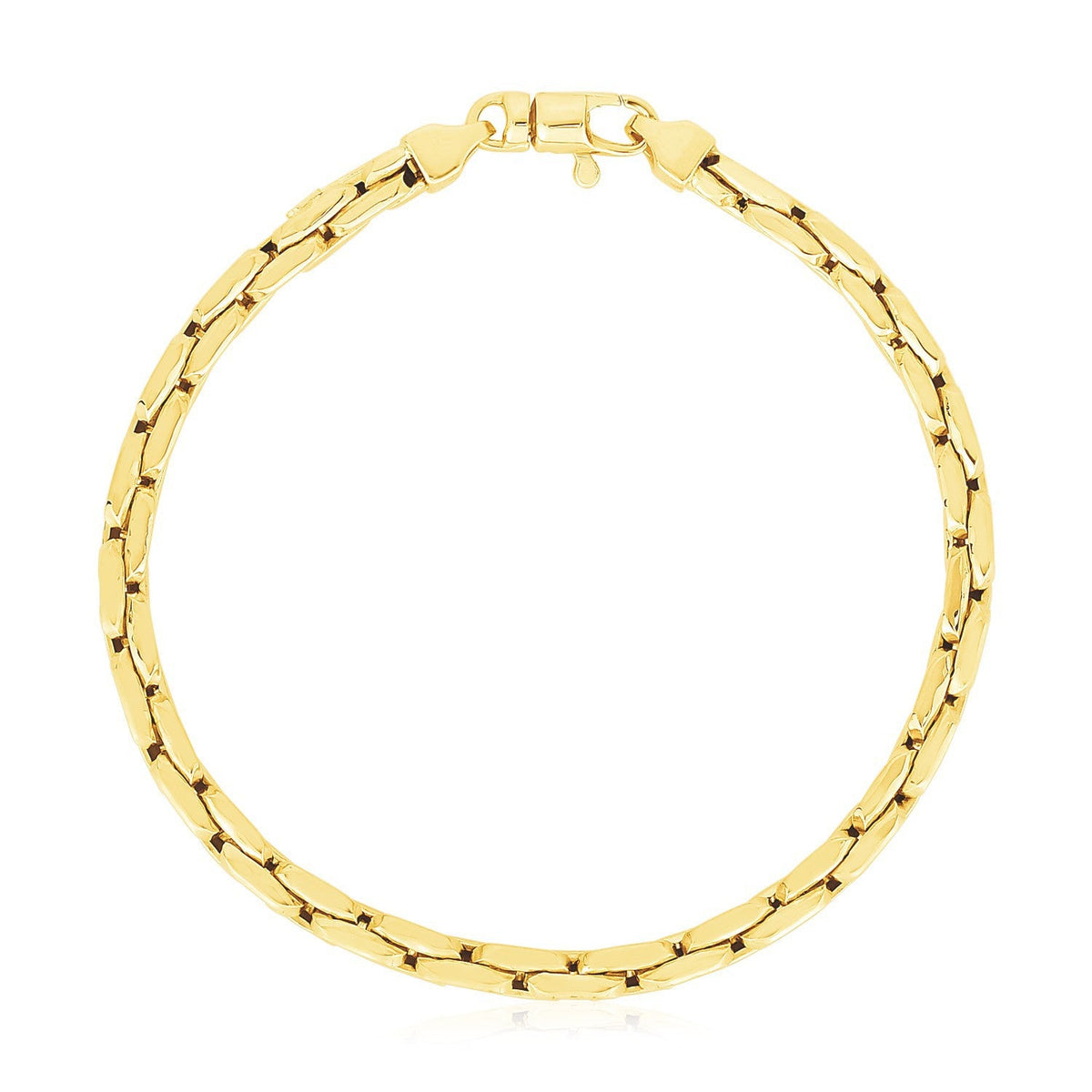 Pulsera de eslabones de cable comprimido en oro amarillo de 14k de alto pulido