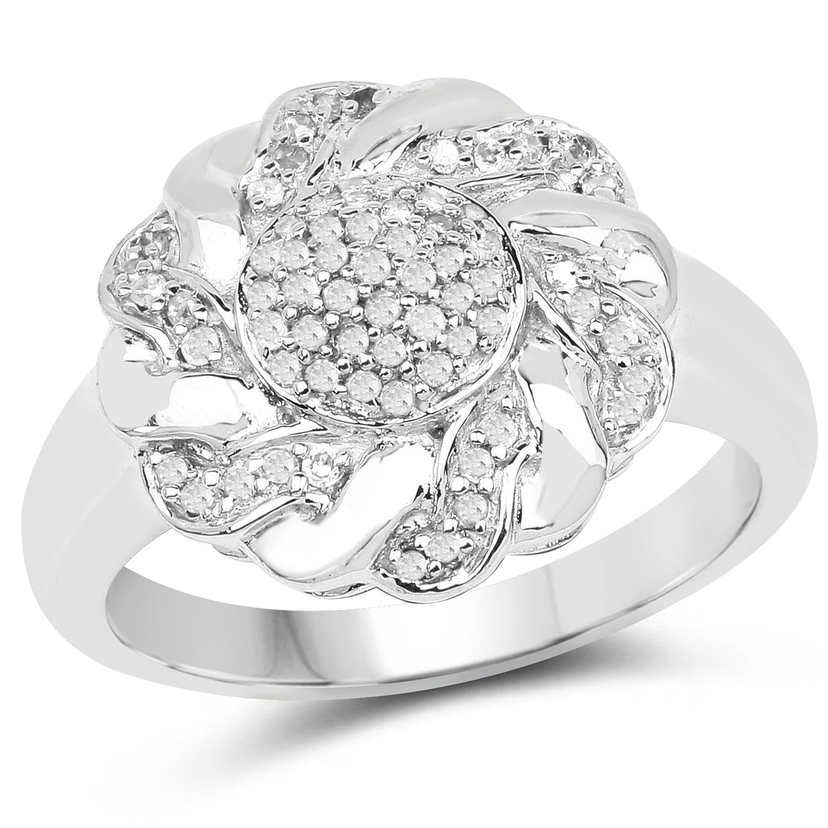 Anillo de plata de ley .925 chapado en oro amarillo de 14 quilates con diamantes blancos genuinos de 0.28 quilates