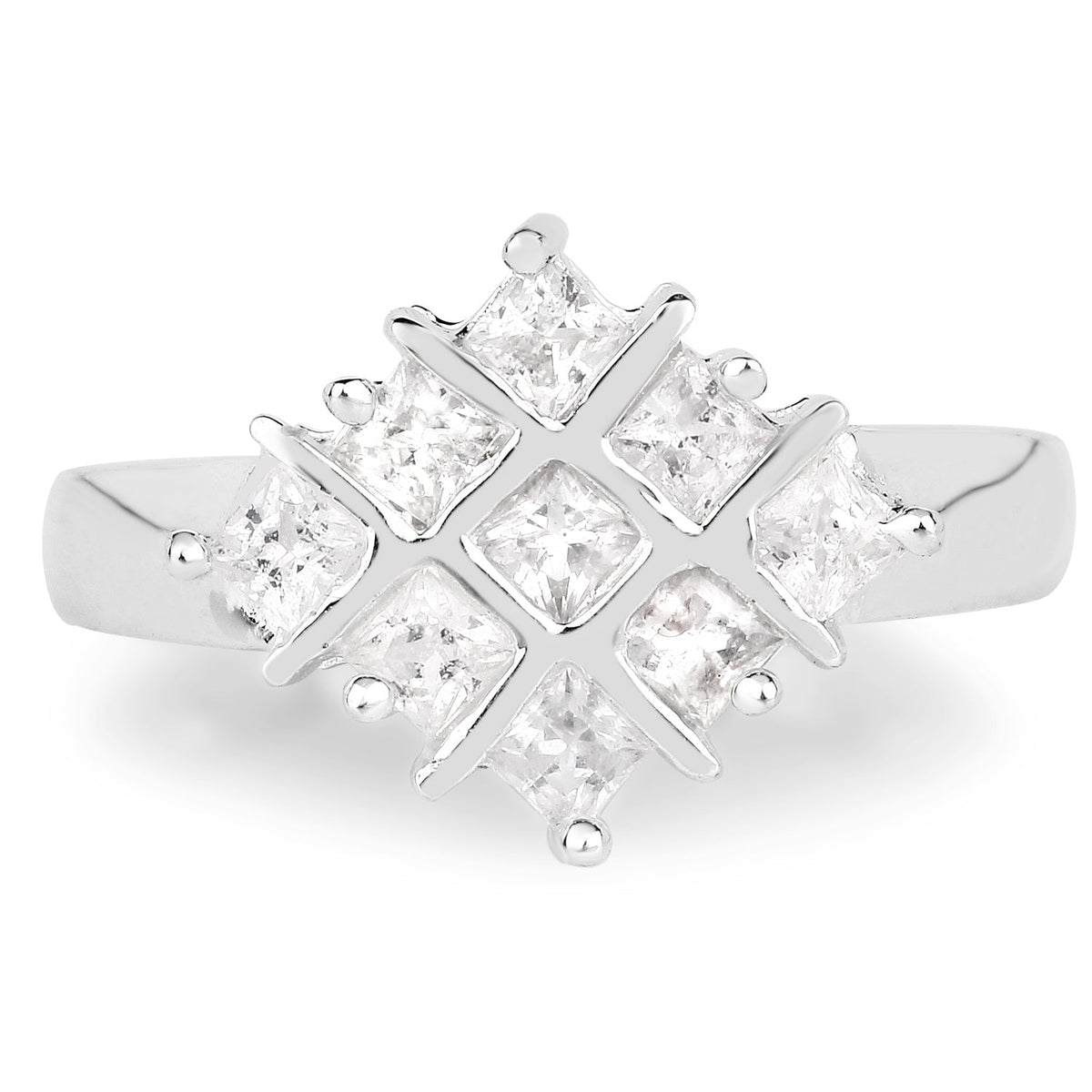 Anillo de plata de ley .925 con zafiro blanco genuino de 1.08 quilates