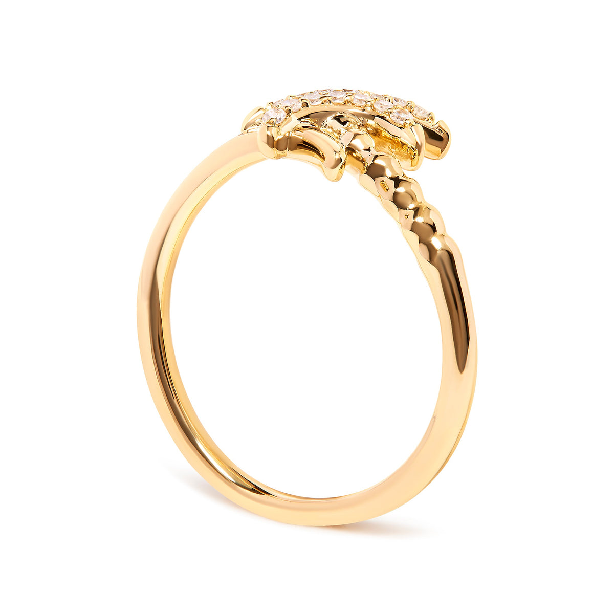 Anillo Llamativo de Oro Amarillo de 10K con Diamante de 1/10 Cttw y Palma (Color H-I, Claridad I1-I2) - Talla 7