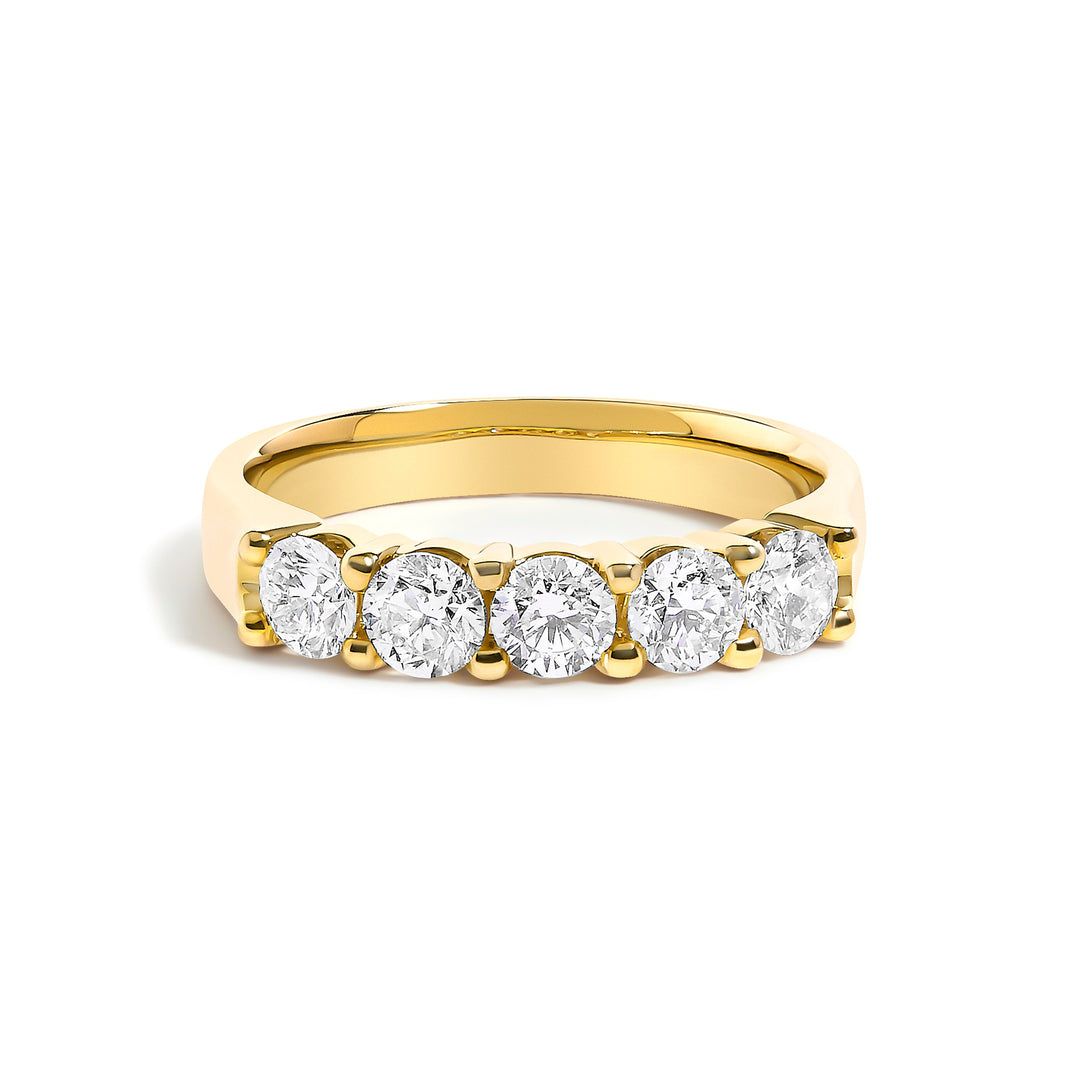 14K White Gold 1.00 Cttw Diamond 5 Stone Band Ring