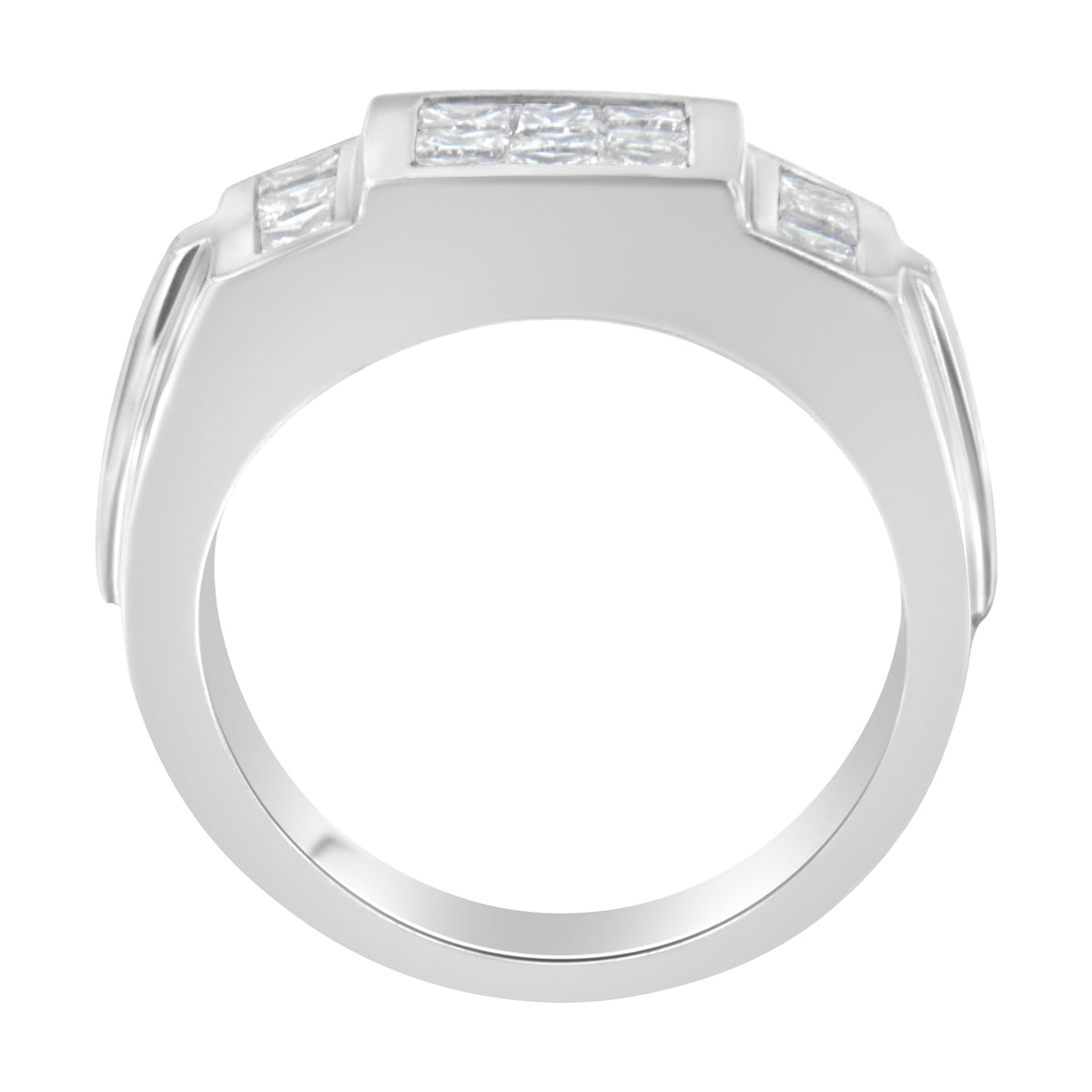 Anillo para hombre de oro blanco de 14 quilates con grupo de diamantes (2 quilates de peso total, color G-H, claridad SI1-SI2)