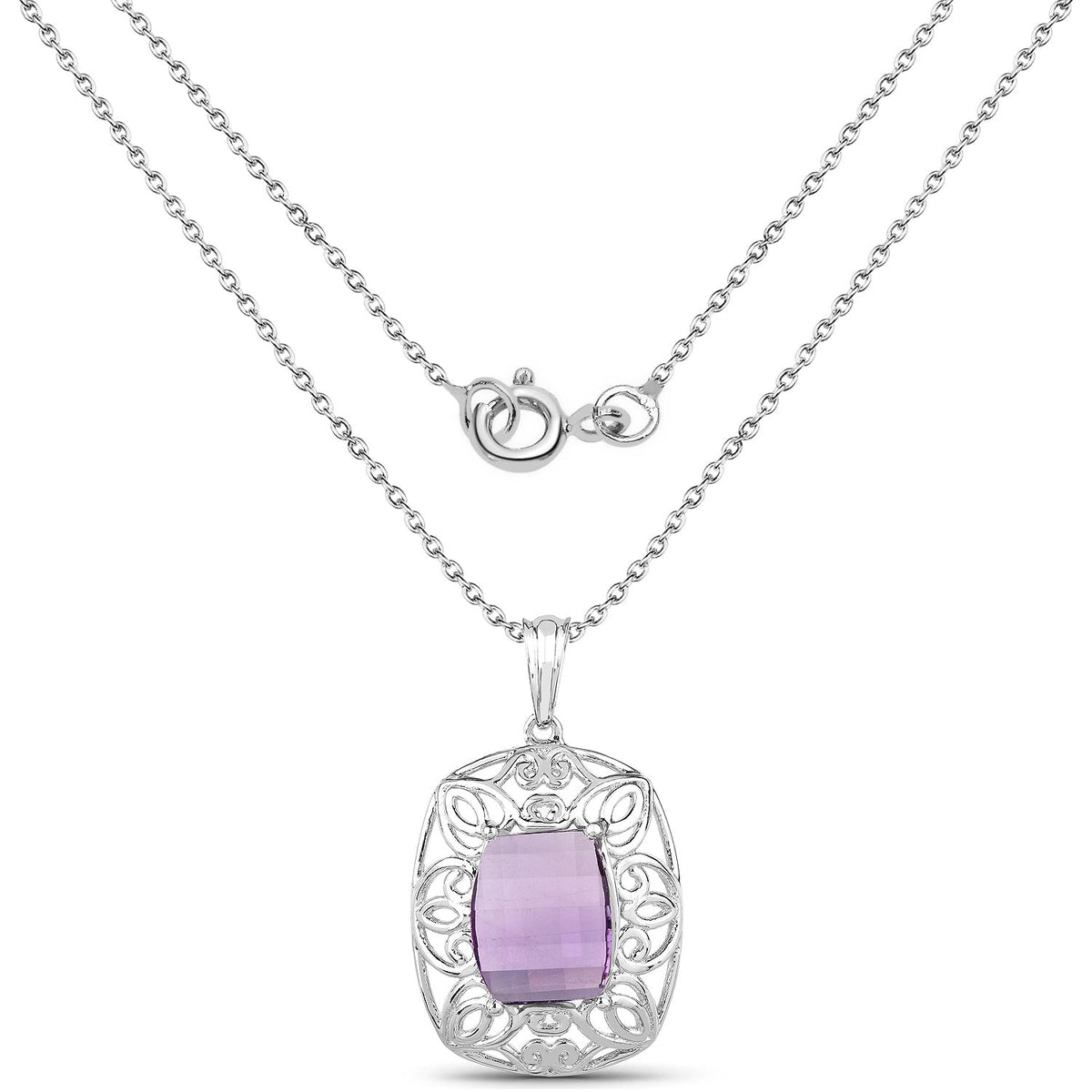 Colgante de Amatista Genuina de 7,30 Quilates y Plata de Ley .925