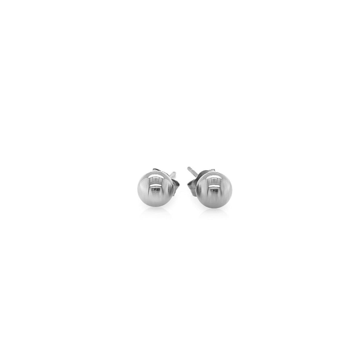 Pendientes de botón redondos clásicos de oro blanco de 14k (5.0 mm)