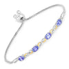 1.81 Carat Genuine Tanzanite and White Topaz .925 Sterling Silver Bracelet
