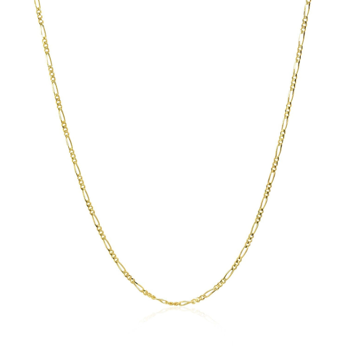 Cadena de Oro Amarillo Sólido de 14k Figaro 1.3mm