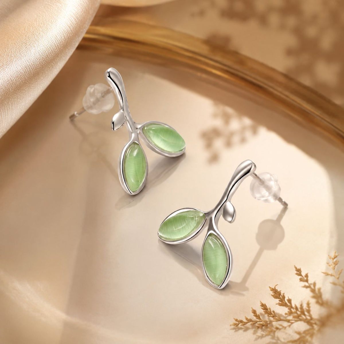 925 Sterling Silver Earrings with Synthetic Opal 1.5*1.3cm - imagen 7 de 8