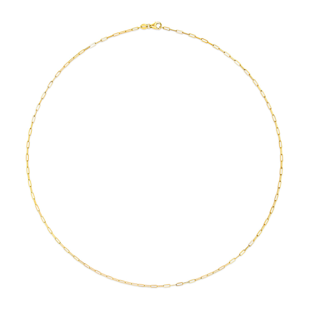 Unisex Solid 14K Yellow Gold 1.5mm Paperclip Chain Necklace - 18 Inches