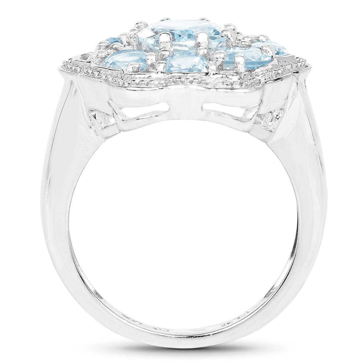 Anillo de Plata de Ley .925 con Topacio Azul Genuino de 6.64 Quilates