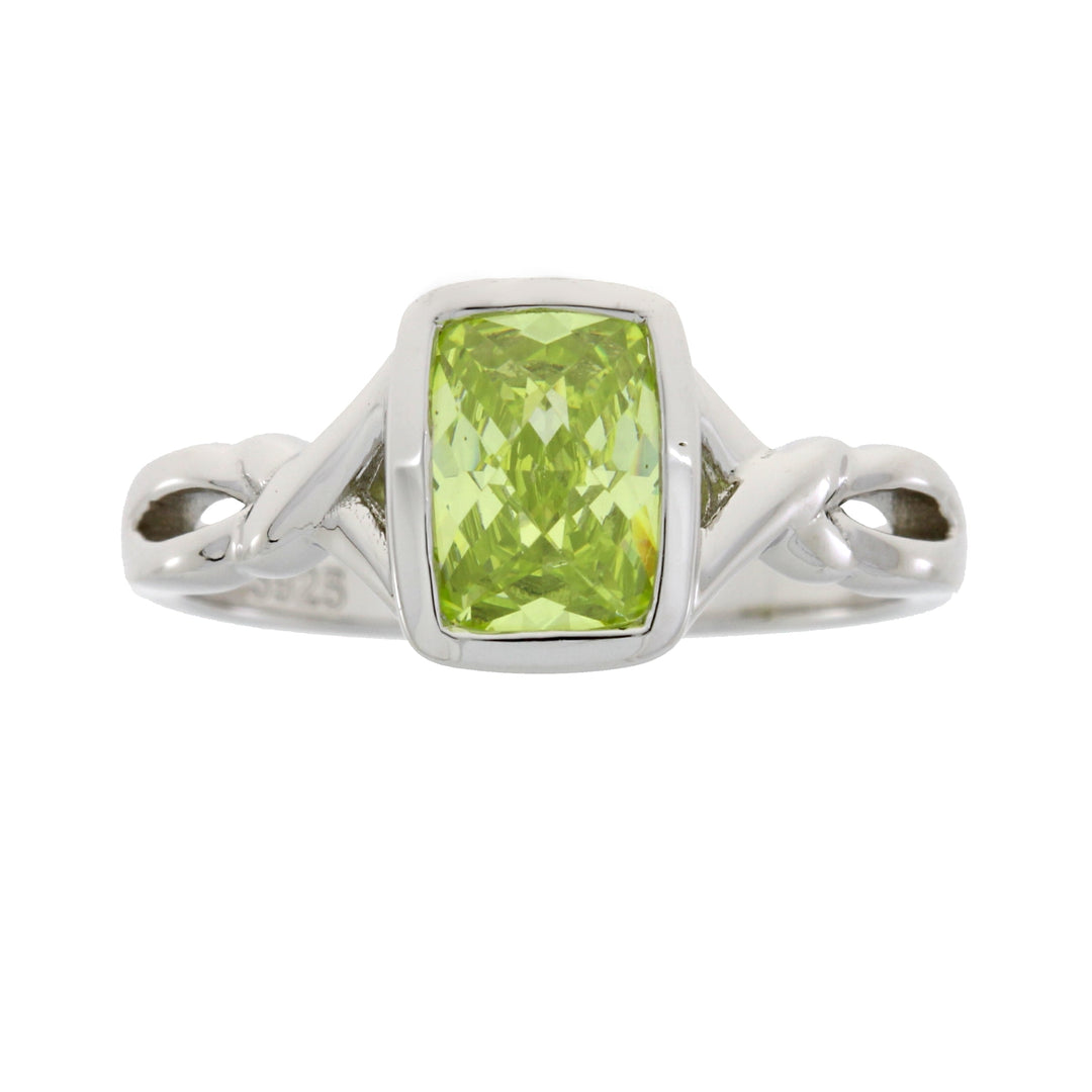 Anillo de circonita cúbica natural de plata de ley