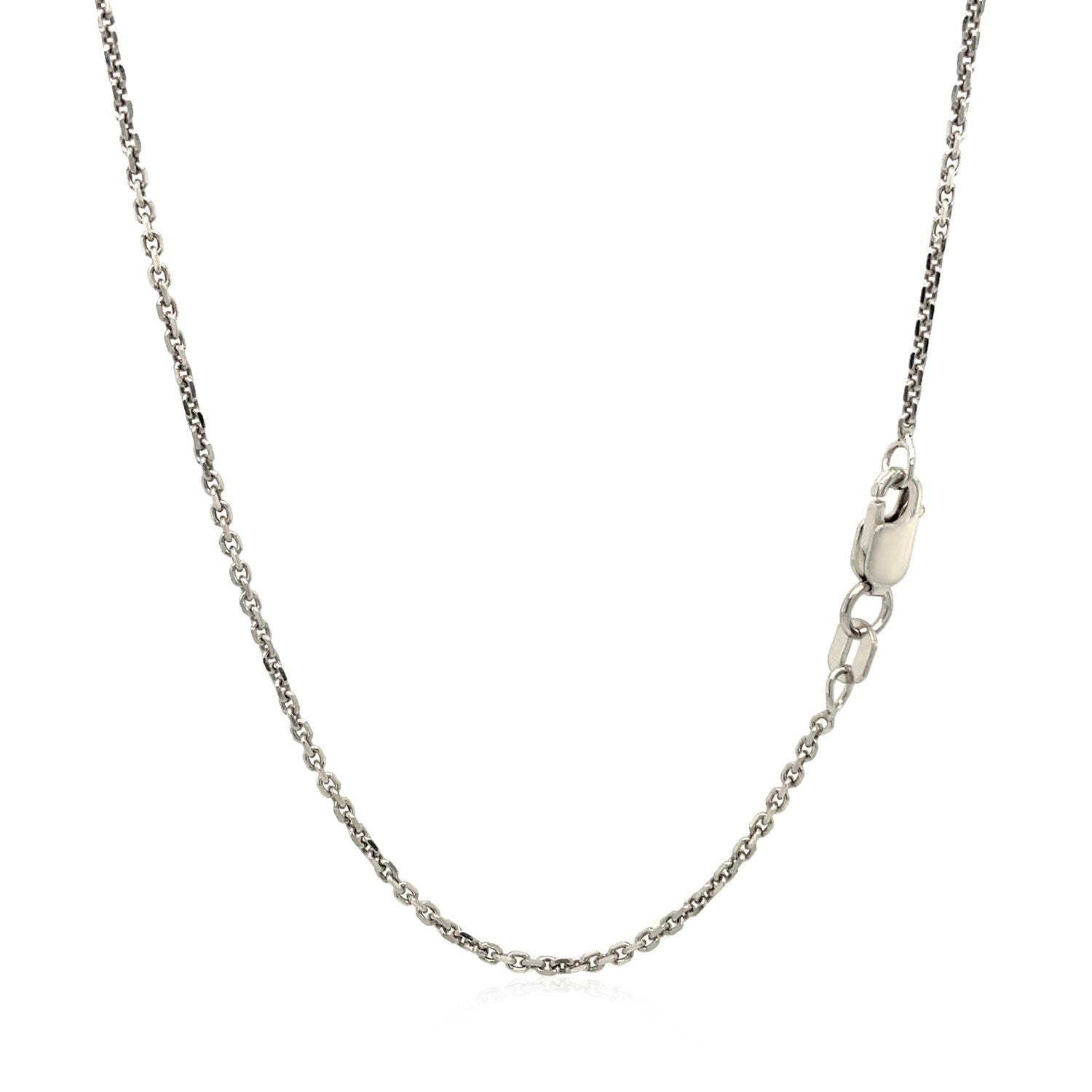 Cadena de eslabones tipo cable de oro blanco de 14k con corte de diamante de 1,4 mm