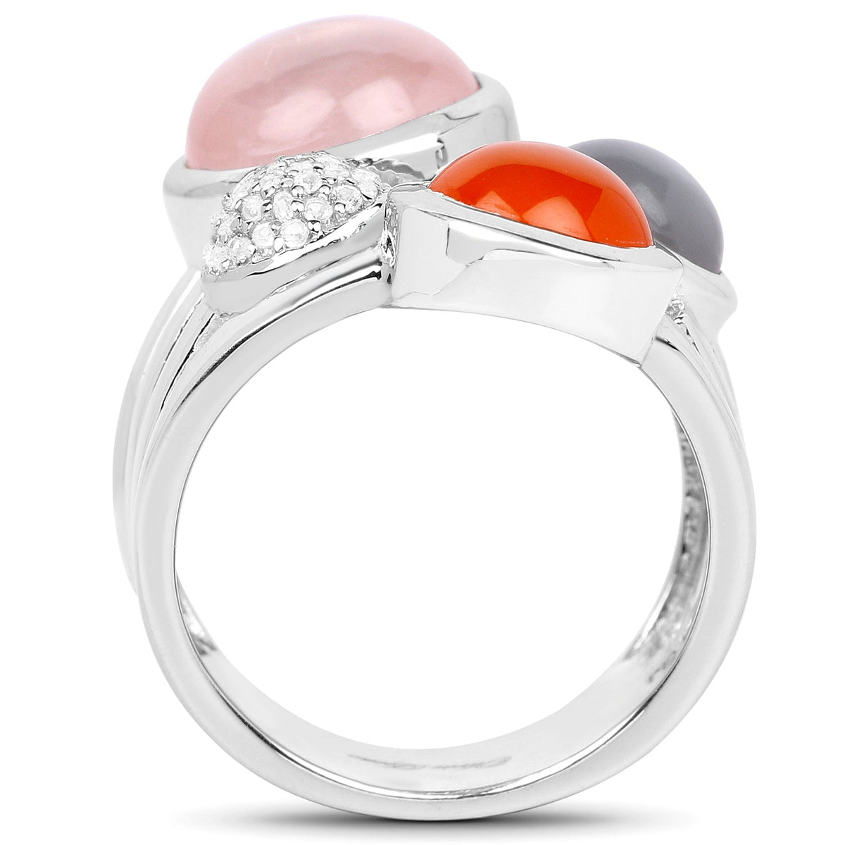 Anillo de Plata de Ley .925 con Piedras Múltiples Genuinas de 5.96 Quilates