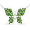 4.88 Carat Genuine Chrome Diopside and White Topaz .925 Sterling Silver Pendant
