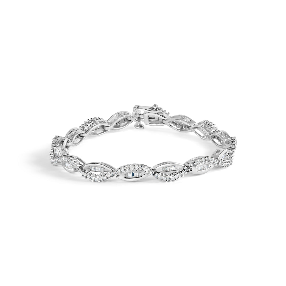 Pulsera de eslabones de oro blanco de 14 quilates con diamantes en forma de remolino y pera de 2,00 quilates (color I-J, claridad I2-I3) - 7"