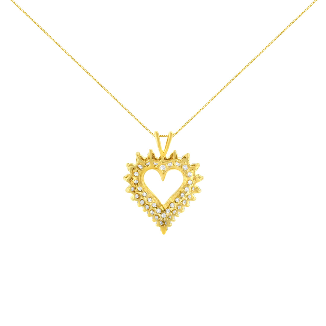 14K Yellow Gold Plated .925 Sterling Silver 3.00 Cttw Round Cut Diamond Cluster Heart 18" Pendant Necklace (K-L Color, I1-I2 Clarity)