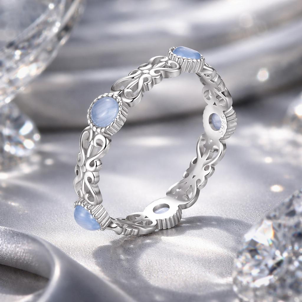 Anillo de plata de ley 925 chapado en platino de 4 mm para mujer, talla 6.0