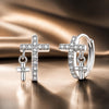 925 Sterling Silver Earrings with Pavé Setting CZ in White Gold, Size 13*8mm for Women